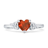 Three Stone Heart Promise Ring Cubic Zirconia 925 Sterling Silver