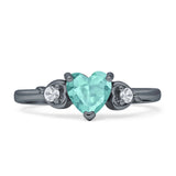 Three Stone Heart Promise Ring Cubic Zirconia 925 Sterling Silver