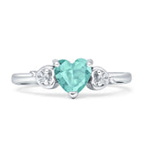 Three Stone Heart Promise Ring Cubic Zirconia 925 Sterling Silver