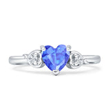 Three Stone Heart Promise Ring Cubic Zirconia 925 Sterling Silver