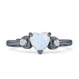 Three Stone Heart Promise Ring Cubic Zirconia 925 Sterling Silver