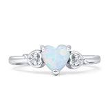 Three Stone Heart Promise Ring Cubic Zirconia 925 Sterling Silver