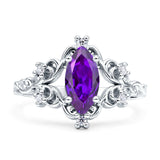 Vintage Style Engagement Ring Marquise Cubic Zirconia 925 Sterling Silver