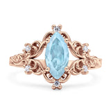 Vintage Style Engagement Ring Marquise Cubic Zirconia 925 Sterling Silver