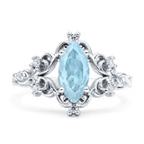 Vintage Style Engagement Ring Marquise Cubic Zirconia 925 Sterling Silver