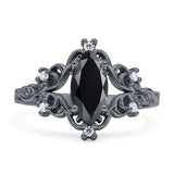 Vintage Style Engagement Ring Marquise Cubic Zirconia 925 Sterling Silver
