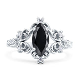 Vintage Style Engagement Ring Marquise Cubic Zirconia 925 Sterling Silver