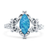 Vintage Style Engagement Ring Marquise Cubic Zirconia 925 Sterling Silver