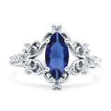 Vintage Style Engagement Ring Marquise Cubic Zirconia 925 Sterling Silver