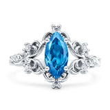 Vintage Style Engagement Ring Marquise Cubic Zirconia 925 Sterling Silver