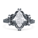 Vintage Style Engagement Ring Marquise Cubic Zirconia 925 Sterling Silver