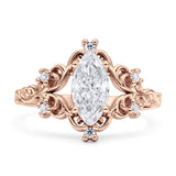Vintage Style Engagement Ring Marquise Cubic Zirconia 925 Sterling Silver