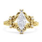 Vintage Style Engagement Ring Marquise Cubic Zirconia 925 Sterling Silver
