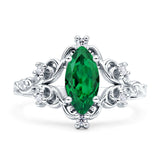Vintage Style Engagement Ring Marquise Cubic Zirconia 925 Sterling Silver