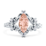 Vintage Style Engagement Ring Marquise Cubic Zirconia 925 Sterling Silver