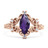 Marquise Filigree Floral Ring