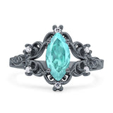 Vintage Style Engagement Ring Marquise Cubic Zirconia 925 Sterling Silver