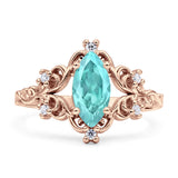 Vintage Style Engagement Ring Marquise Cubic Zirconia 925 Sterling Silver