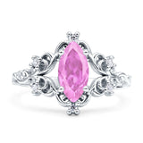Vintage Style Engagement Ring Marquise Cubic Zirconia 925 Sterling Silver
