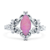 Vintage Style Engagement Ring Marquise Cubic Zirconia 925 Sterling Silver