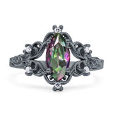 Vintage Style Engagement Ring Marquise Cubic Zirconia 925 Sterling Silver