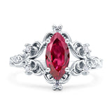 Vintage Style Engagement Ring Marquise Cubic Zirconia 925 Sterling Silver