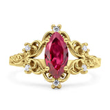 Vintage Style Engagement Ring Marquise Cubic Zirconia 925 Sterling Silver