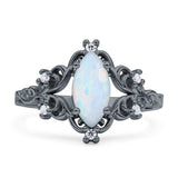 Vintage Style Engagement Ring Marquise Cubic Zirconia 925 Sterling Silver