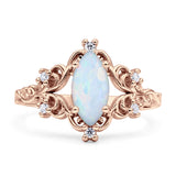 Vintage Style Engagement Ring Marquise Cubic Zirconia 925 Sterling Silver