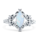 Vintage Style Engagement Ring Marquise Cubic Zirconia 925 Sterling Silver
