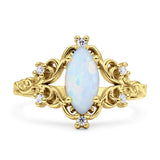 Vintage Style Engagement Ring Marquise Cubic Zirconia 925 Sterling Silver