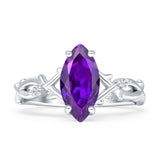 Marquise Split Shank Infinity Twisted Ring Cubic Zirconia 925 Sterling Silver