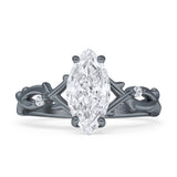 Marquise Split Shank Infinity Twisted Ring Cubic Zirconia 925 Sterling Silver