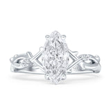 Marquise Split Shank Infinity Twisted Ring Cubic Zirconia 925 Sterling Silver
