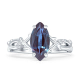 Marquise Lab Alexandrite Split Shank Infinity Twisted Ring 925 Sterling Silver