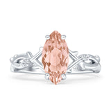 Marquise Split Shank Infinity Twisted Ring Cubic Zirconia 925 Sterling Silver