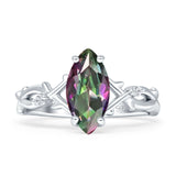Marquise Split Shank Infinity Twisted Ring Cubic Zirconia 925 Sterling Silver