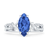 Marquise Split Shank Infinity Twisted Ring Cubic Zirconia 925 Sterling Silver