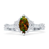 Marquise Halo Beaded Ring Cubic Zirconia 925 Sterling Silver
