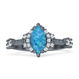 Marquise Halo Beaded Ring Cubic Zirconia 925 Sterling Silver