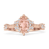 Marquise Halo Beaded Ring Cubic Zirconia 925 Sterling Silver