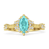 Marquise Halo Beaded Ring Cubic Zirconia 925 Sterling Silver