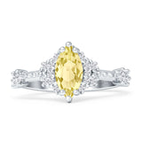 Marquise Halo Beaded Ring Cubic Zirconia 925 Sterling Silver