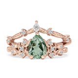 Two Piece Pear Teardrop Bridal Ring