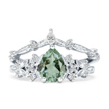 Two Piece Pear Teardrop Bridal Ring