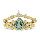 Two Piece Pear Teardrop Bridal Ring