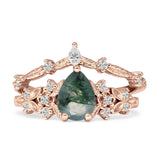 Two Piece Pear Teardrop Bridal Ring