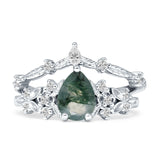 Two Piece Pear Teardrop Bridal Ring