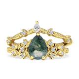 Two Piece Pear Teardrop Bridal Ring