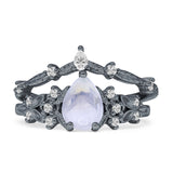 Two Piece Pear Teardrop Bridal Ring